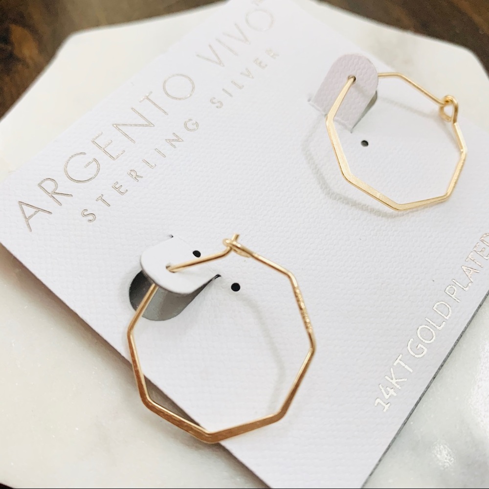 14KT Gold Plated Octagon Hoop Earrings